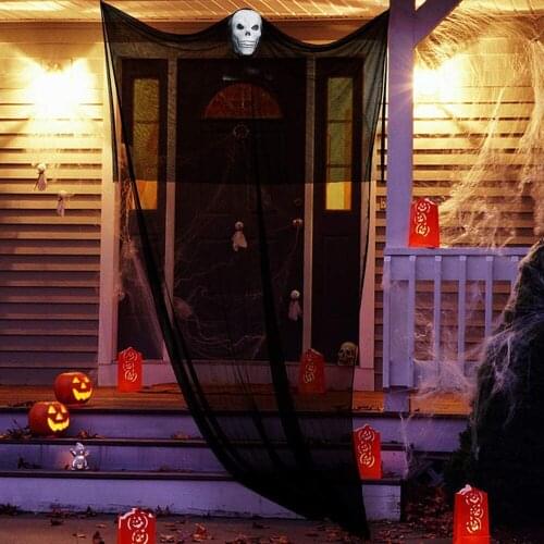 Halloween Mask Hanging Skull Gauze Ghost Decoration Haunted House Yard Ornament Halloween Party Dress Up Glowing Scary Prop 2021