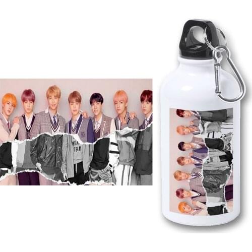 MERCHANDMANIA BIDON METALICO 400ML BTS KOREA FAKE LOVE MUSIC bottle metal travel sport picnic fishing custom hunting