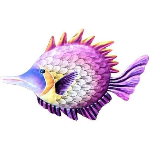 Metal Fish Wall Decor Bathroom Art Hanging Garden Decorations for Patio Porch DA