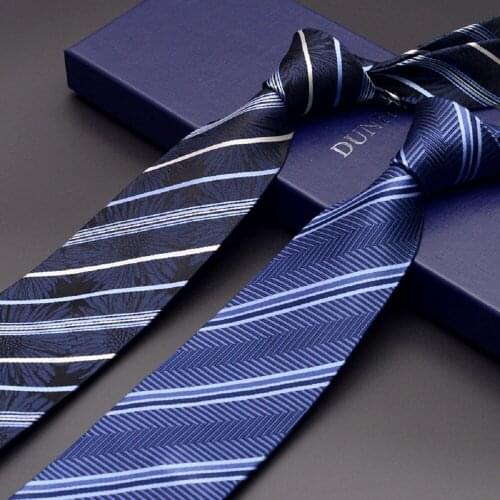 High Quality New Fashion Mens 100% Silk Striped Tie Designers Fashion 2019 New 8cm Neck Tie Luxury Silk Woven Mens Ties Blue