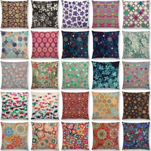 New Colorful Geometric Patterns Moroccan Lattice Mosaic Hexagon Stars Hearts Flowers Pretty Car Cushion Cover Sofa Throw Pillow