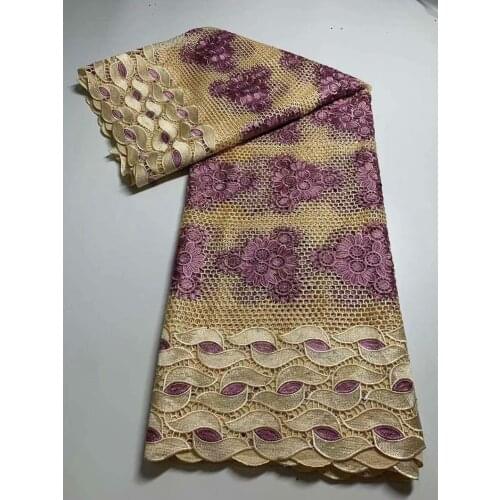 Newest African Lace Fabric 2021 High Quality Lace Cotton Nigerian Lace Guipure Cord Lace Fabric For Wedding 5yards
