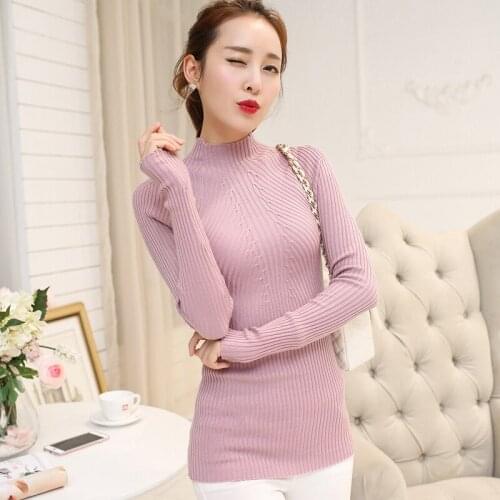 OHCLOTHING New 2017 Cashmere Sweater Women Spring Cashmere Pullovers Long Sleeve half turtleneck sweater Slim Knitwear Jumper