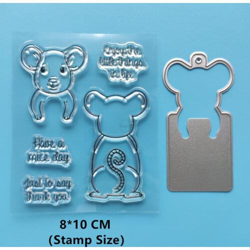 2021 New Mouse Clear Stamps and Metal Cutting Dies DIY Scrapbooking Paper Photo Album Crafts Seal Cards Blade Punch Stencils