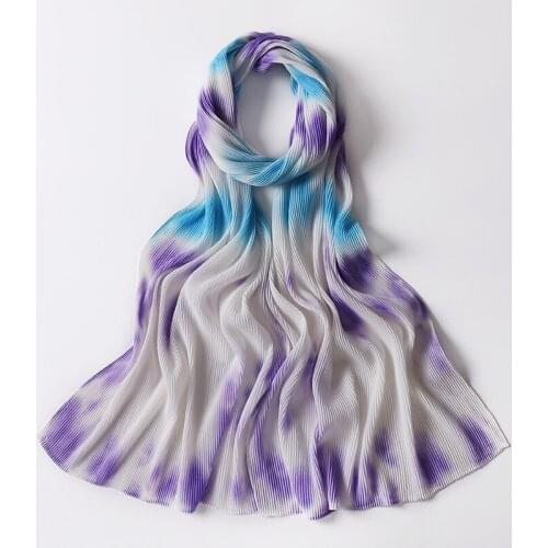 New Wrinkle Crinkle Tie-Dye Printed Shawls Muslim Fashion Plain Headband long Crinkle Scarves Scarf