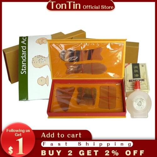 Wholesale & Retail Traditional Massage tool GuaSha Scraping board beauty heathy kit scalp massage comb100% ox horn