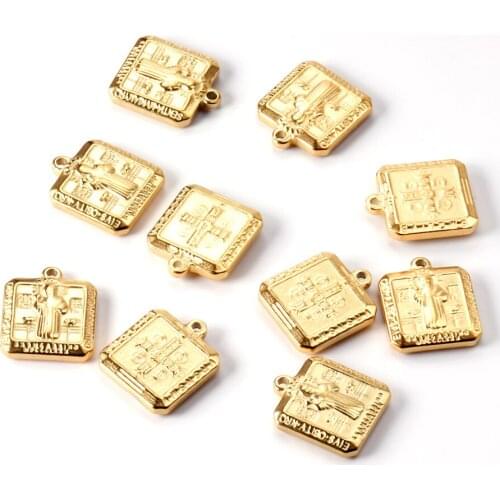 ASON 10pcs/lot Wholesale Pendant Stainless Steel Gold Silver Color Christianity Religion Charms For Necklaces DIY Jewelry Making