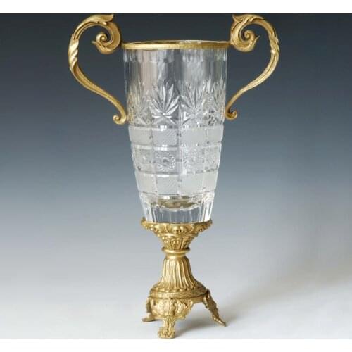 Brass Crystal Vessel Gorgeous European Art Home Decoration
