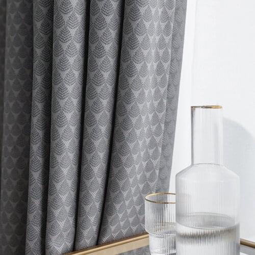 Gray Simple Light Luxury Sound Insulation Chenille Blackout Curtains for Living Dining Room Bedroom