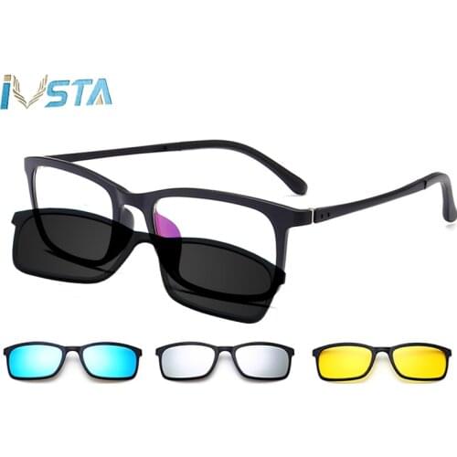 IVSTA Ultra-light Polarized Clip On Sunglasses Men Women Magnetic Glasses Magnets TR90 Optical Frame Myopia Reading Lenses 8803