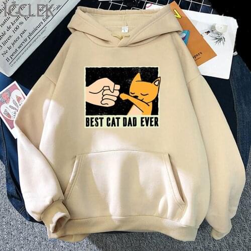 BEST CAT DAD EVER Funny Women Men Hoodie 2021 Winter Fleece Sweatshirt Harajuku Hoodies Female Pullovers Hooded Hoody