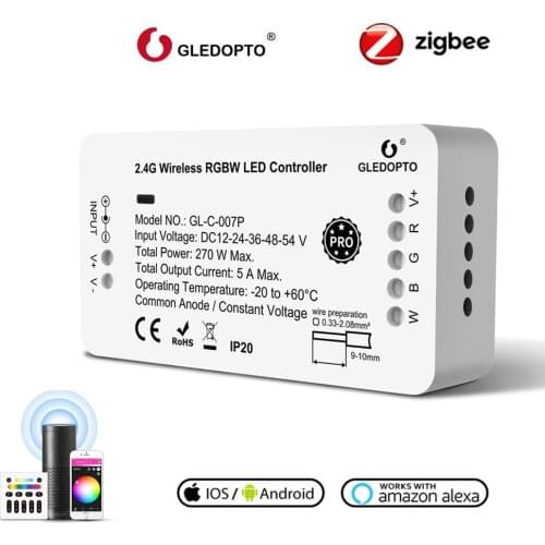 GLEDOPTO ZigBee PRO 3.0 Smart RGBW RGBWW LED Controller Remote APP Voice Control work Echo Plus Google Assistant SmartThing H*UE