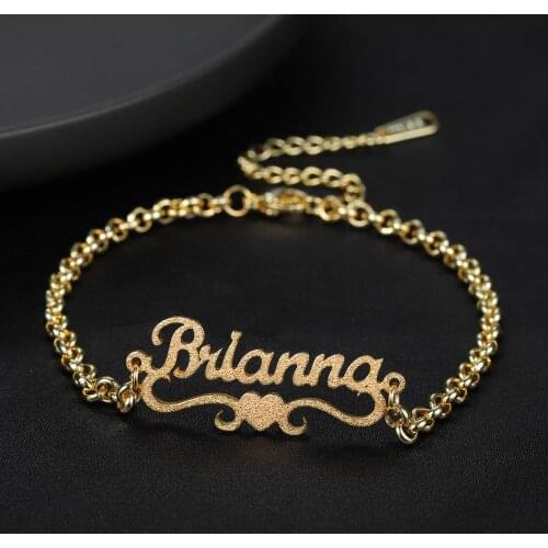 Custom Frosted Name Bracelet Personalized Placer gold Name Bracelet Stainless Steel Jewelry Do not fade MenWomen Bridesmaid Gift