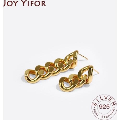 925 Sterling Silver Earrings For Women Chain Tassel Gold Trendy Jewelry Vintage Simple Party Accessories Gifts Earring