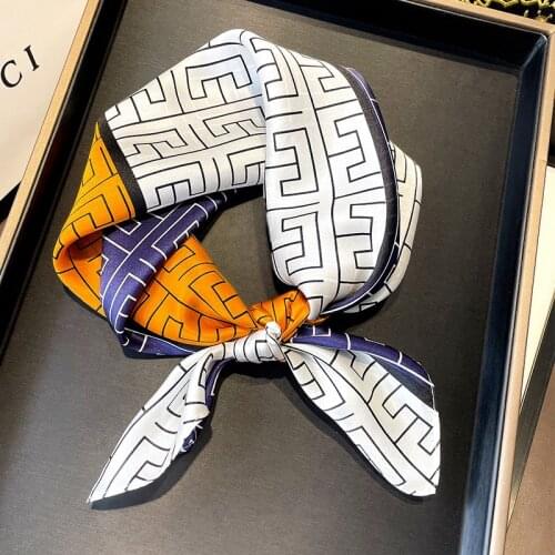 New 2021 Foulard 100% Silk Scarf Fashion Design Square Scarves Women Summer Beach Shawl Bandana Hijab Pashmina 53*53cm