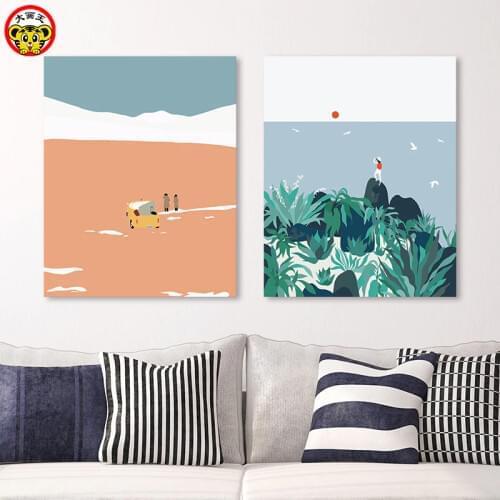 Painting by numbers art paint by number DIY landscape figures modern minimalist small fresh illustration decorative painting ow