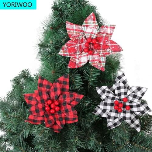 1/5pcs Artificial Christmas Flowers Rustic Wedding Fake Flower Merry Christmas Tree Decoration Xmas Ornament New Year Noel Natal