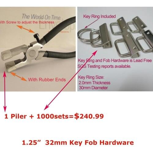 1 Key Fob Hardware Plier + 1000sets 32mm SILVER Color Key Fob Hardware Combo Package