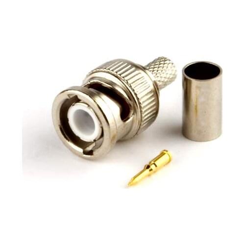 100PCS BNC Male Crimp Type Connector To RG58/U RG59/6U To Coaxial Coaxial adapter Cable For CCTV Camera Sysetem (BNC-102)