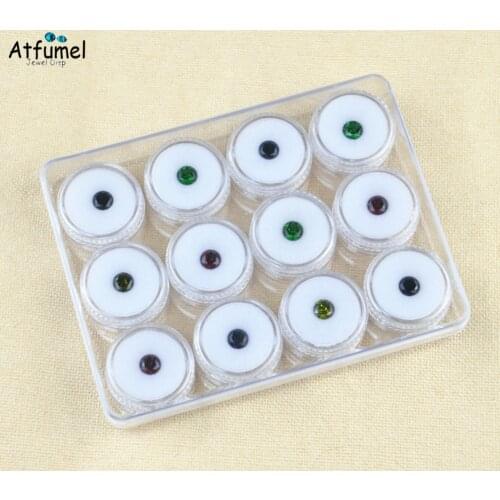 12Pc Round Acrylic Diamond Jewelry Box With Tray White Black Stone Gem Box Store Bead Display Organizer Storage Box Gemstone Box