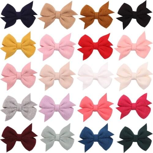 20Pcs/lot 20Colors Solid Cotton Bowknot Hair Clips For Girl Hair Bows Handmade Hairpins Headwear Barrettes Kids Hair Accessories