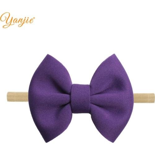 Nylon Headbands 4" Hair Bows Puff Space Cotton Soft Solid Elastic Hair Band DIY Hair Accessories For Girls Party Decoration