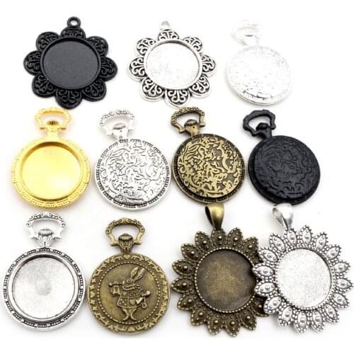 5pcs 20mm Inner Size Antique Silver Plated And Bronze Fashion Classic Style Cabochon Base Setting Charms Pendant