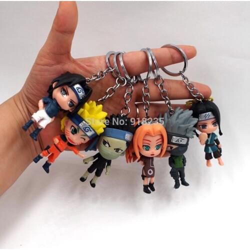 60PCS Naruto Sasuke ITACHI 7CM Keychain Keyrings Pendant Action Figures Anime PVC Toys