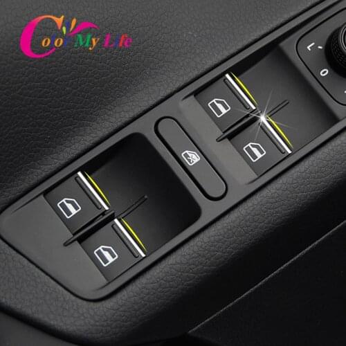 Color My Life 7Pcs ABS Chrome Windows Lifter Button Switch Knob Cover Trim for Volkswagen VW Jetta 2013 - 2020 Accessories