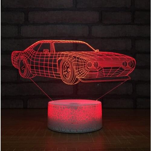Acrylic Night Lights 3D LED Car Model Remote Control Colorful Touch Table Desk Lamp for Kids Bedroom Decor Creative Gift