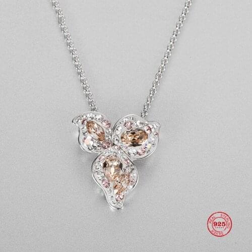 2020 New Fashion Charm Sterling Silver Original 1:1 Copy, Small Fresh Camellia Petal Chain Necklace Female Luxury Jewelry Gifts