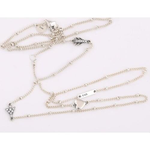 Authentic S925 Sterling Silver Sparkling Arrowhead With Crystal Necklace For Women Wedding Party Gift fit Lady Fine Jewelry