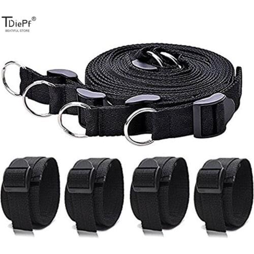 Black Adult Erotic Toy Handcuffs & Ankle Cuffs BDSM Bondage Under Bed Restraint Bondage Fetish Slave Sex Products For Couples