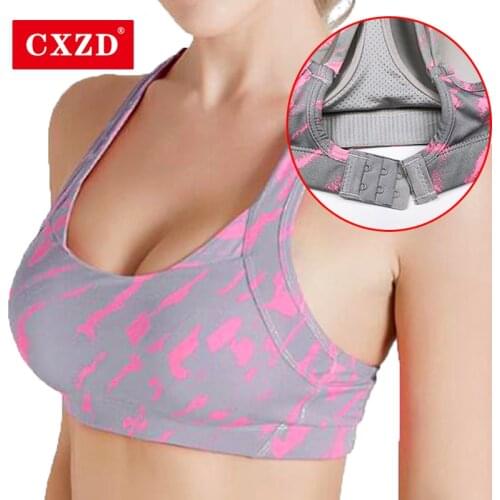 CXZD 2021 New Sexy Sports Bra Top for Fitness Women Push Up Cross Straps Running Gym Solid Seamless Femme Underwear