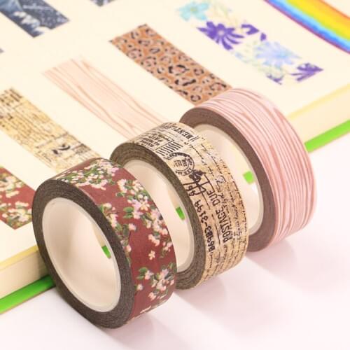 Wide 15mm Retro postmark Decorative Adhesive Tape flower Masking Washi Tape Diy Scrapbooking Sticker Label Japanese Stationery