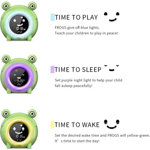 Kids Alarm Clock Child Sleep Trainer USB Sound Machine Snooze Bedside Clocks