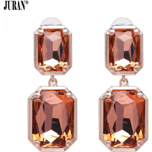 JURAN Exclusive Shiny Crystal Statement Dangle Drop Earrings For Women Fashion Imitation Charm Zinc Alloy Brinco Wedding Jewelry