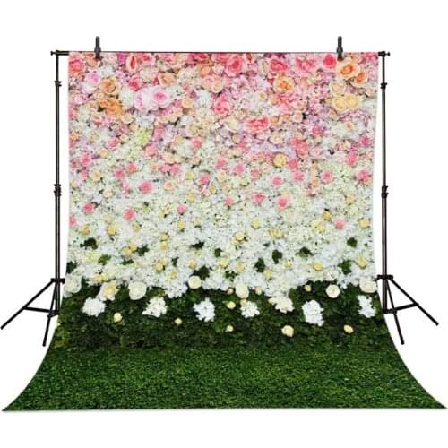 3d Pink And White Flowers Wall photo backdrop polyester or Vinyl cloth High quality Computer print party Background