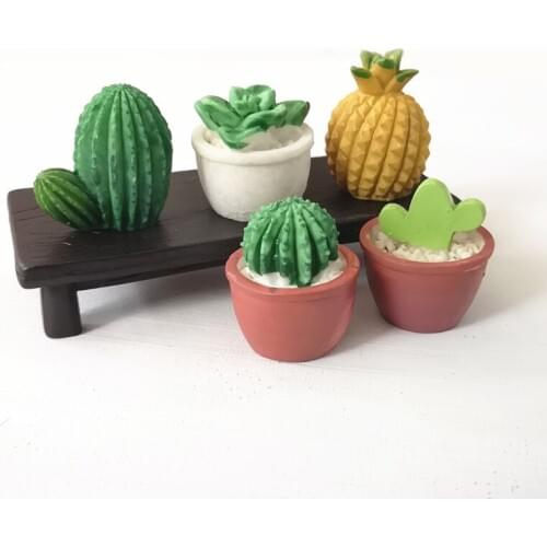 1pc Cactus Artificial Plants Resin Craft Figurine Model Ornament Miniature Garden Fairy Decoration Glass Decor DIY Accessories