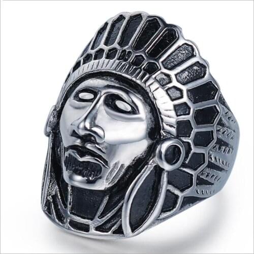 Rings for Jewelry America Indian Chief Ring Personality Mens Stainless Steel Fashion Ring Jewelry