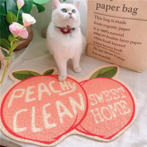 Cute Fruit Cat Litter Pad Strawberry Lemon Peach Cat Litter Pad PVC Cat Litter Basin Cat Toilet Splash Proof Mat For Cats ZA645