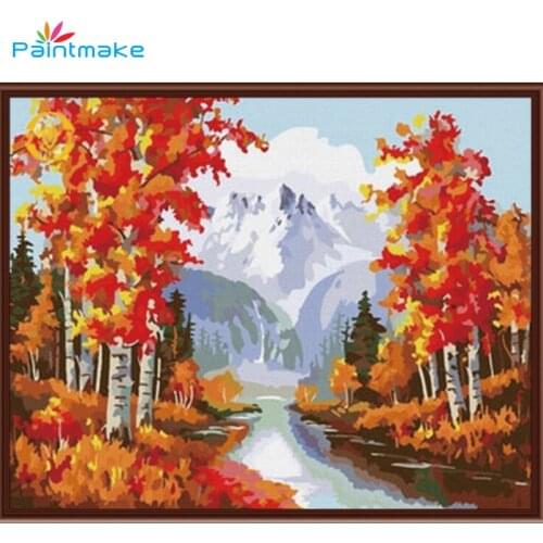Paintmake Landscape DIY Paint By Numbers maple leaves Oil Painting On Canvas For Home Room decoration Wall Art Picture