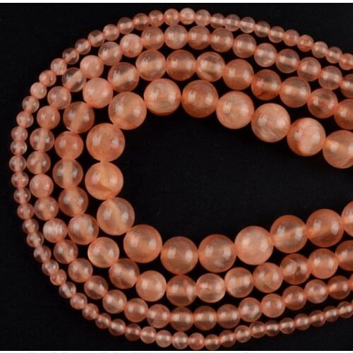 Wholesale Natural Orange Jades Stone Beads Round Space Loose Beads For Jewelry Making 4mm-10mm DIY Bracelets Necklace 15inches