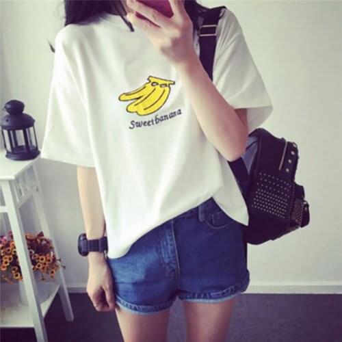 Summer Casual Baggy O-neck Printed Couples T-shirt Women Clothing Printing Plus size Short Sleeve Tops Lovers Solid Colod Tees