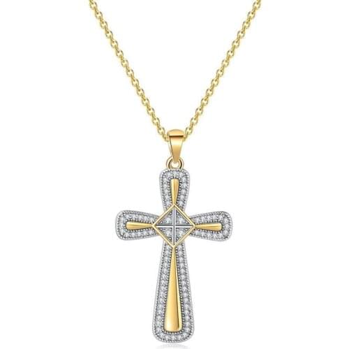 MxGxFam Mix 2 Gold Color Mircon Zircon Cross Pendant Necklace For Women with 45cm Chain