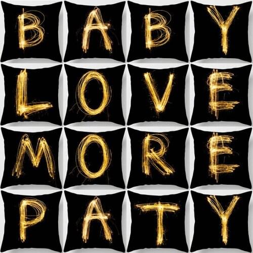 Printed Cushion Cover 45*45 26 Letters Black Spark Style Sofa Pillow Covers Cushions Pillow Case Polyester Pillowcases KD-0373