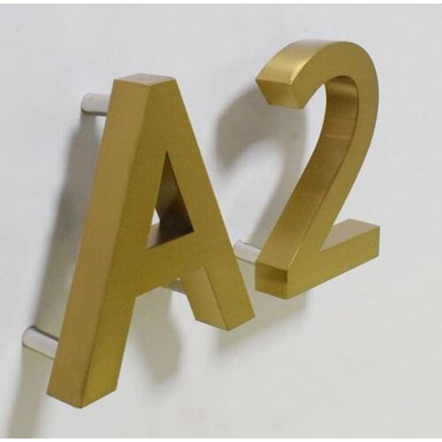House Numbers Outdoor 0-9 ABC Metal 3D Modern Gold Home Hotel Apartment Door Name Plates Stainless Steel Letter Sign Address