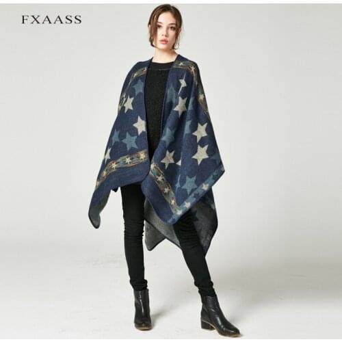 FXAASS New Autumn/Winter Shawl Fashion Poncho Women Scarf Star Luxury Blanket Cashmere Scarves Warm Pashmina Wholesale Cape