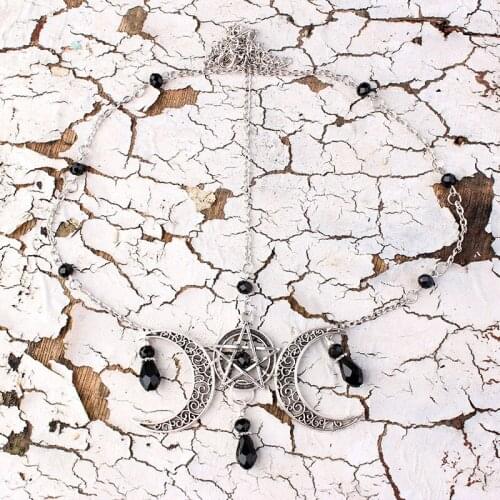 New Posey Pentagram Star Chain Moon Natural Stone Hair Chain Supernatural Bat Hair Accessories