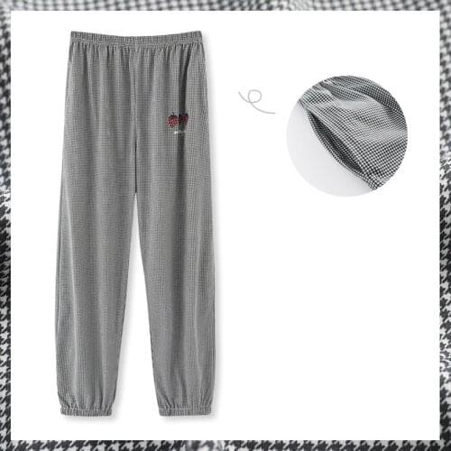 New women sleep bottoms cotton plaid Home pants women pajamas pants comfort Slacks pijamas couple casual Harem trousers